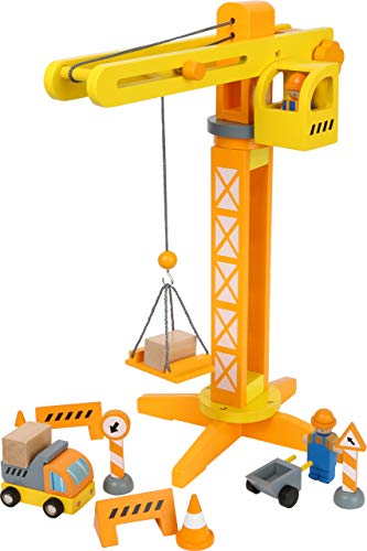 Small Foot Grúa de construcción con Accesorios de construcción, Juego de Madera para niños, 100% Certificado FSC® a Partir de 3 años Nro. de artículo: 12007