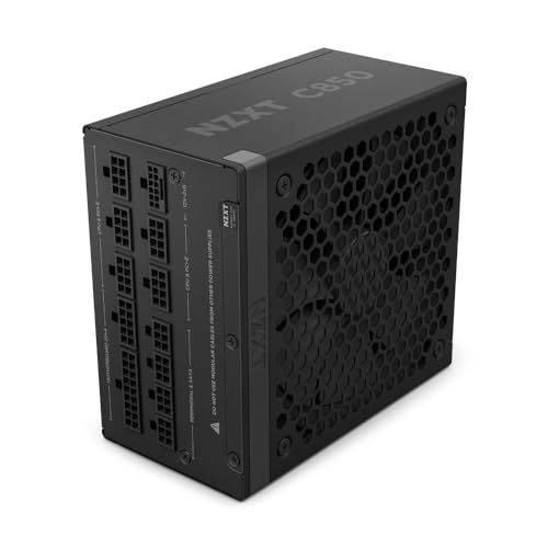 NZXT C850 Gold ATX 3.1 - Vollständig modulares, geräuscharmes PC-Gaming-Netzteil - 850 Watt - 80 Plus Gold - 12V-2x6-Anschluss - Zero Fan-Modus - 100% japanische Kondensatoren - Schwarz