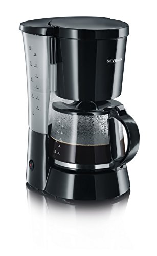SEVERIN Cafetière Filtre, 800W, 1,4L, Jusqu'à 10 tasses, Système anti-goutte, Porte-filtre amovible, Plaque chauffante,Noir,KA 4479