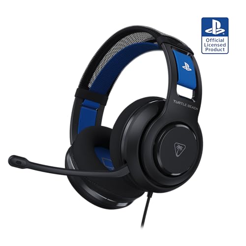 Turtle Beach Atlas 200 Negro Auriculares de Juego con Cable con Licencia Oficial para PlayStation, PS5, PS4, transductores Nanoclear de 50 mm, micrófono con función de Silencio al abatir