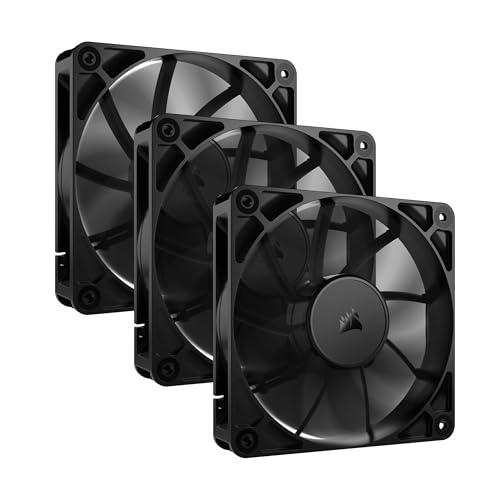 CORSAIR RS120 120 mm PWM Ventiladores – Conexión en Cadena – Bajo Nivel de Ruido – Rodamiento de Cúpula Magnética – Paquete Triple – Negro