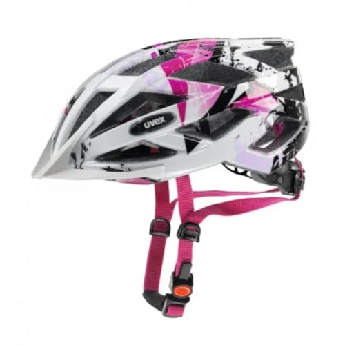 uvex Air Wing, Casco Todoterreno Ligero Unisex, Ajuste de Talla individualizado, luz LED Opcional, White-Pink, 56-60 cm