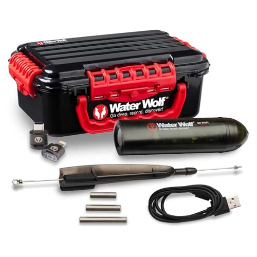 Waterwolf 2.0 WiFi Cámara de Acción Subacuática para Pesca - 1080p HD Cámara Subacuática 120 Grados Gran Angular 100m Cámara Sumergible con Kit de Accesorios