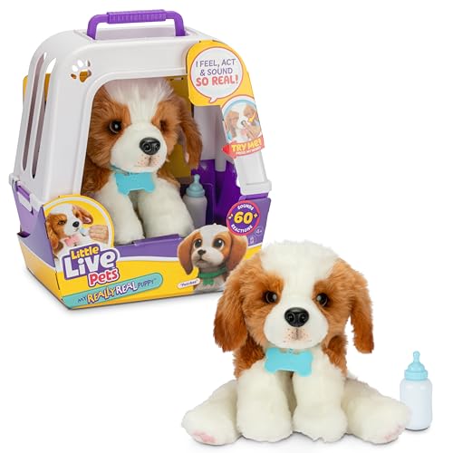 Little Live Pets My Really Real Puppy Patches Le Beagle | Peluche Interactive. 60 Sons et réactions. Fourrure Douce, Pattes lestées, Yeux Mobiles. 72 Versions. Caisse Deluxe. avec Piles. 4 Ans et +