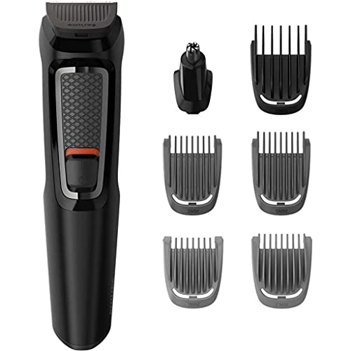Philips Recortadora de Barba Serie 3000, Barbero, Máquina Cortar Pelo, Cortapelos Hombre, Kit 7 en 1 Para Cara, Pelo, Orejas y Nariz, 60min de uso, En Seco y Húmedo, Recargable, Funda, MG3720/15