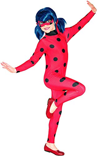 Rubies Disfraz Ladybug Clásico para niñas, Jumpsuit impreso digitalmente con antifaz, Oficial Miraculous Ladybug para Navidad, Carnaval, Halloween y cumpleaños