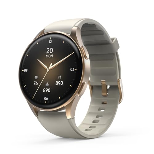Hama Montre connectée GPS Intégré 8900" (Montre Sport, écran AMOLED 1,32", Fonction Prise d’appels, contrôle Vocal Alexa, altimètre barométrique, IP68), dorée