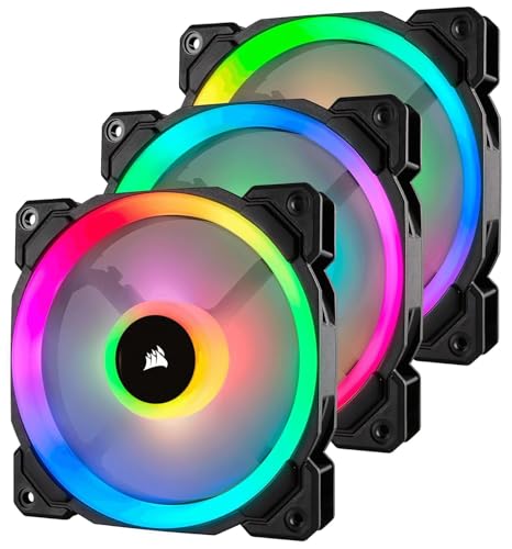Corsair LL120 RGB, Ventilador de PC (120 mm, Doble Halo RGB LED PWM), 3 x 120 mm, Negro RGB
