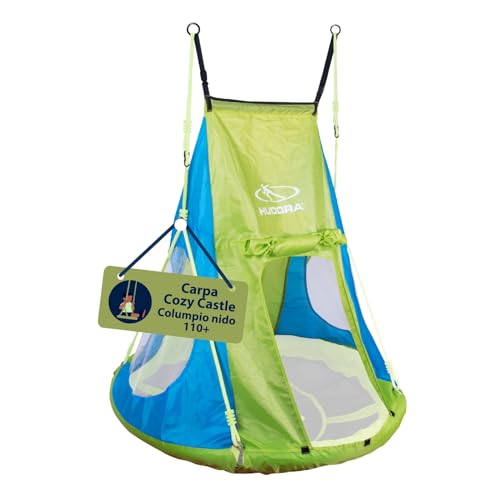 HUDORA Cubierta para Tienda Cosy Castle - Cubierta para tienda de columpio HUDORA 90 y 110/120 en azul/limón - Tienda de columpio de poliéster para interiores y exteriores para niños y adultos