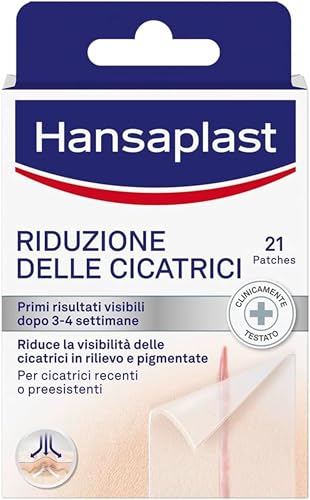 Hansaplast Cerotti Riduzione delle Cicatrici, Hansaplast cerotti cicatrici trasparenti e discreti, Adatti a cicatrici recenti o preesistenti, 1 confezione da 21 pezzi