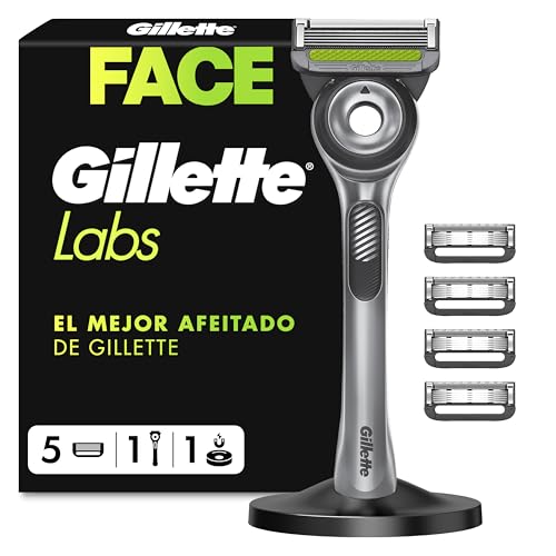 Gillette Labs - Cuchilla de afeitar para hombre, 1 pieza de mano, 5 cuchillas de repuesto, base magnética