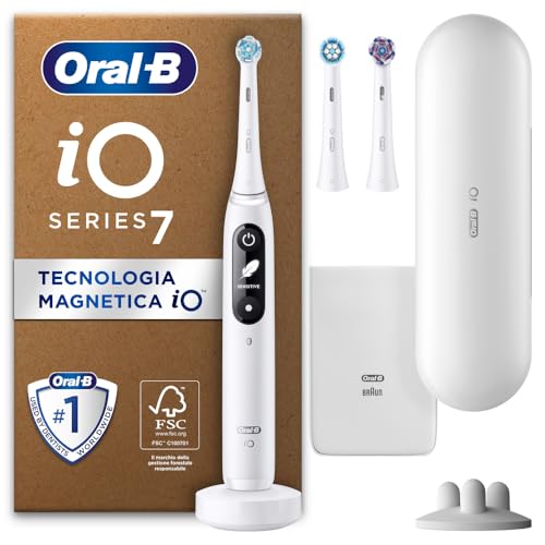 Oral-B Spazzolino Elettrico Ricaricabile iO 7 Bianco, 3 Testine Di Ricambio, 1 Custodia Da Viaggio. 1 Spazzolino