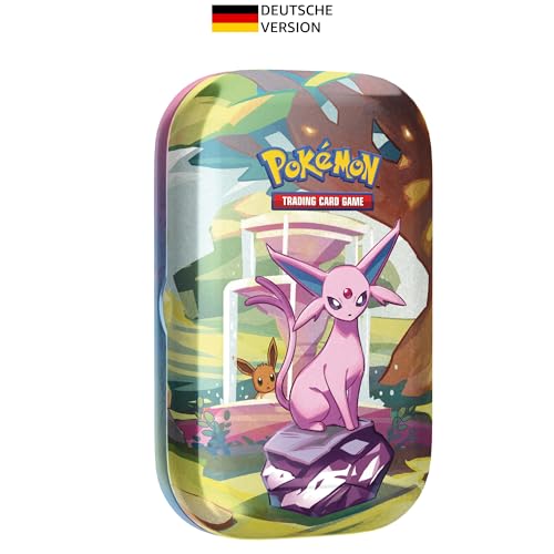 Pokémon-Sammelkartenspiel: Mini-Tin-Box Karmesin & Purpur – Prismatische Entwicklungen: Psiana (2 Boosterpacks & 1 Münze)