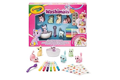 CRAYOLA - Washimals Pets - Kit Actividades con Pegatinas de Colores Pastel para Colorear y bañar a los Cachorros, Juego y Regalo para niños, a Partir de 3 años, 74-7515