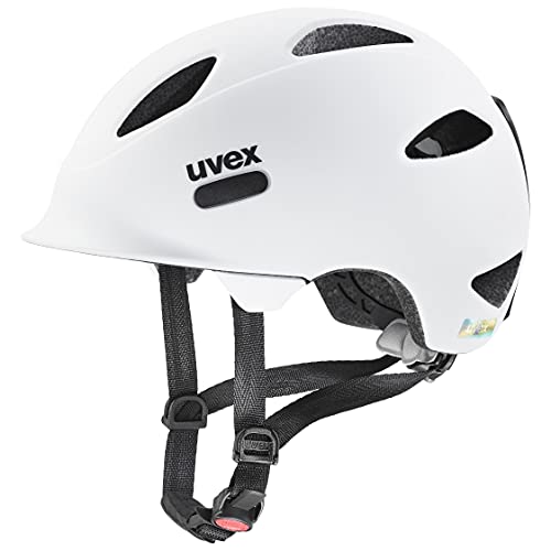 uvex OYO, Casco Infantil Ligero, Ajuste de Talla individualizado, luz LED Opcional, White, Black Matt, 50-54 cm