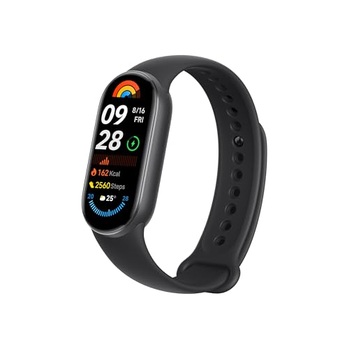 XIAOMI Smart Band 9 Fitness Tracker, AMOLED Display with 1200 Nits, Sp02 Tracking, Sleep and Heart Rate Monitor, Notifications, 5ATM Waterproof, Mi Fit App, Midnight Black