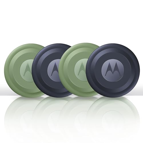 Motorola Moto Tag – Smart Tracker, 4er Pack (Android 9+ kompatibel, Bluetooth 5.4, IP67 Wasserschutz, USB-C, Ultrabreitband, Finder für Schlüssel, Gepäck UVM), 2X Jade Green + 2X Starlight Blue