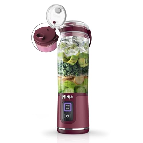 Ninja Blast Tragbarer Mixer / Blender / Smoothie Maker, 530ml Becher, Auslaufsicherer Deckel, Leistungsstarker Mini Standmixer, Kabellos & Wiederaufladbar, Zerkleinert Eis & Obst, Cranberry, BC151EUCR