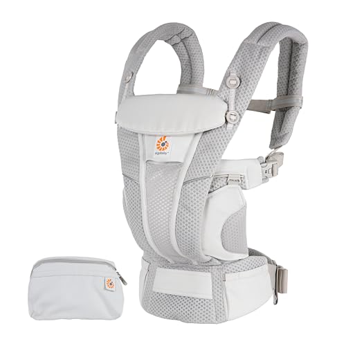 Marsupio Ergobaby Omni Breeze per neonati, 4 posizioni SoftFlex Mesh marsupio anteriore ergonomico marsupio posteriore per neonati (Pearl Grey)