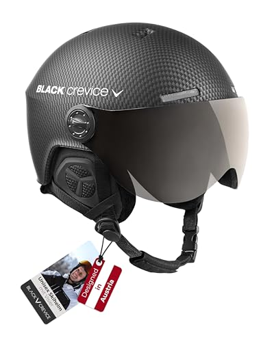 Black Crevice Skihelm mit Visier, Gstaad, BCR143921, schwarz Carbon, Gr. M/L
