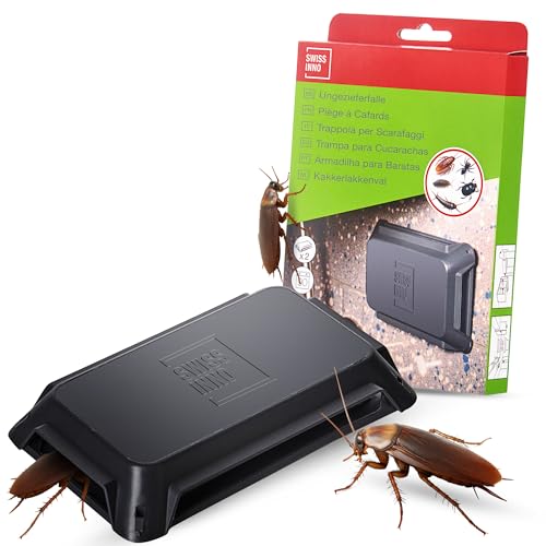 SWISSINNO Ungezieferfalle inkl. Lebensmittel-Köder für Monitoring - Gegen Schaben, Käfer, Silberfische, Kellerasseln oder Spinnen - 2 Fallen