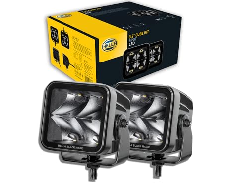 HELLA 1FA 358 176-821 LED-Faro di profondità, Black Magic Cube Kit 3.2", 12/24V, Montaggio, esterno, Illuminazione a lungo raggio, Cavo 500mm, Spina Spina DEUTSCH, Kit, Quantità 2