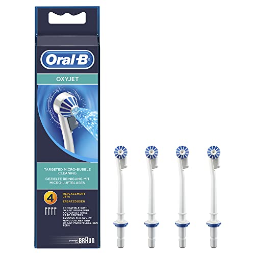 Oral-B Oxyjet, Pack De 4 Canules Pour Jet Dentaire Hydropulseur, Technologie Micro-Bulles D'Air, Nettoie En Profondeur, Pour Gencives Délicats, Oxyjet Canules X 4