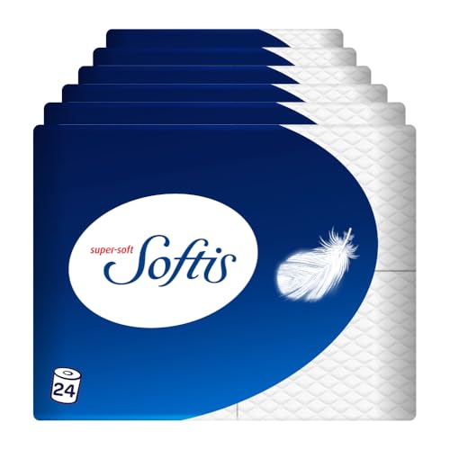 Softis 4-lagiges Toilettenpapier - 24 Rollen-Packung (6 x 4 Einzelpackungen), 100 Blatt pro Rolle, Einzigartiges Softkammer-System, Recyclebare Verpackung, FSC-zertifiziertes Papier