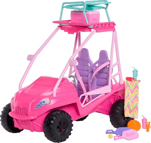 Barbie Coffret Les Mystères de Barbie : Détectives de Plage avec buggy et plus de 10 accessoires dont chaise de plage et serviette, JFV68