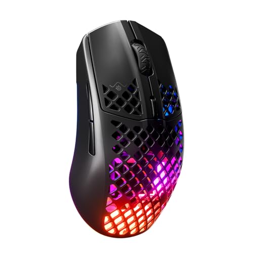 SteelSeries Aerox 3 Wireless Onyx - Raton Inalambrico Gaming - Diseño ultraligero resistente al agua - RGB - Sensor óptico TrueMove Air 18K DPI