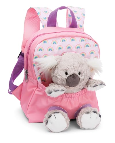 NICI mochila infantil rosa 2 en 1 con koala de peluche 25cm - Mochila para guardería niñas y niños - Zona lumbar suave y correas ajustables - 49841