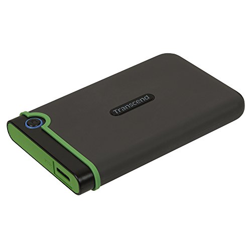 Transcend 2TB StoreJet 25M3 USB 3.1 Portable Hard Drive Rugged, resistente a golpes, compacto y liviano con velocidades ultrarrápidas y botón de copia de seguridad con un toque Iron Grey TS2TSJ25M3