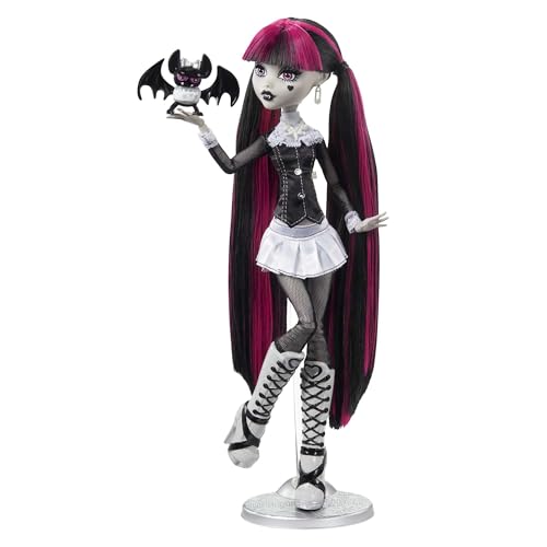 Monster High Drame au Cinéma Poupée Draculaura, poupée de collection en noir et blanc avec mini-affiche de film et affiche de film grandeur nature, thème films d’horreur, jouets et cadeaux, HKN27