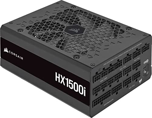 Corsair HX1500i Fuente de Alimentación ATX Totalmente Modular de Muy Bajo Nivel Sonoro - Compatible con ATX 3.1 y PCIe 5.1 -Ventilador con Rodamiento Dinámico Fluido - 80 Plus Platinum - Negro