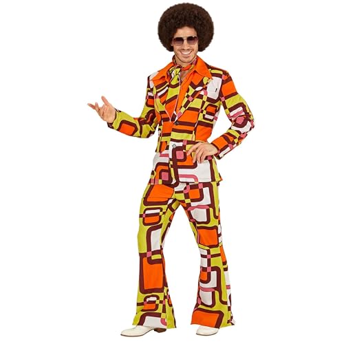 W WIDMANN MILANO Party Fashion - Costume anni '70 completo giacca e pantaloni, hippie, reggae, flower power, disco fever, costumi di carnevale