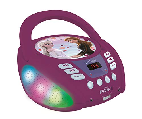 Lexibook, La Reine des neiges, Lecteur CD Bluetooth pour Enfants, Portable, Effets Lumineux, Prise Micro, Entrée aux-in, Pile ou Secteur, Filles, Garçons, Violet, RCD109FZ