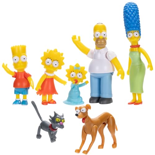 Disney Los Simpson Jakks Pacifc, Multipack de la Familia Simpon, Bart, Homer, Moe, Lisa, Maggie, Marge - Juguete Niños 3 Años +