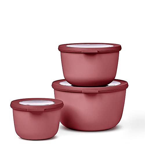 Mepal - Set di 3 Contenitori Cirqula Rotondo - Contenitori per Alimenti con Coperchio - Adatti come Contenitori Ermetici per Frigo, Freezer, Microonde - 500 ml, 1000 ml & 2000 ml - Vivid mauve