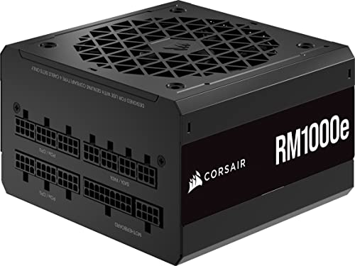 Corsair RM1000e (2023) Fuente de Alimentación ATX Totalmente Modular de Bajo Ruido - Compatible con ATX 3.0 y PCIe 5.0 - Eficiencia 80 Plus Gold - Soporte para Modo de Espera Moderno - Negro