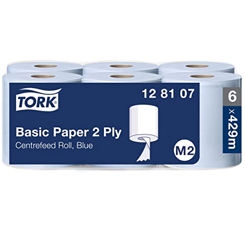 Tork 128107 Carta per asciugatura Advanced, compatibile con il sistema M2 (ad estrazione centrale maxi), 2 veli, 1 x 6 rotoli (6 x 150 m), colore blu