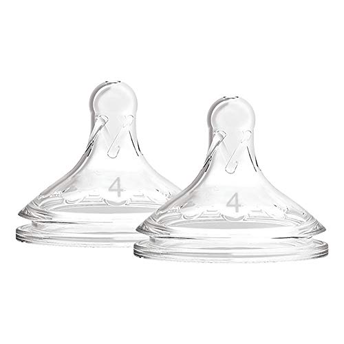 Dr. Brown’s Tetina de Nivel 4 +9 Meses de Silicona Médica Resistente Sin BPA - Flujo Lento y Sistema Anticólicos - Compatible con Biberones de Boca Ancha Options+ - Pack de 2 Unidades