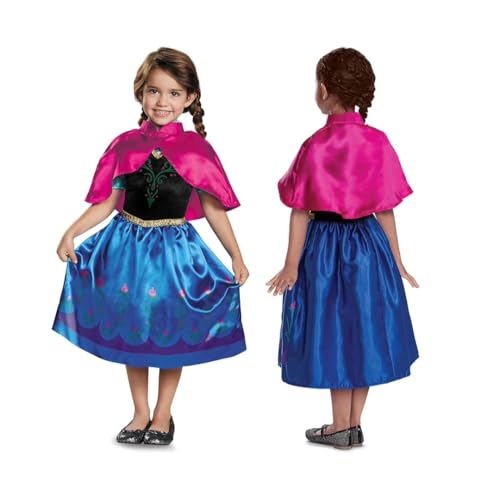 Disney Officiel Robe Travelling Anna Reine des Neiges 2 Classique, Déguisement Princesse Fille en taille S