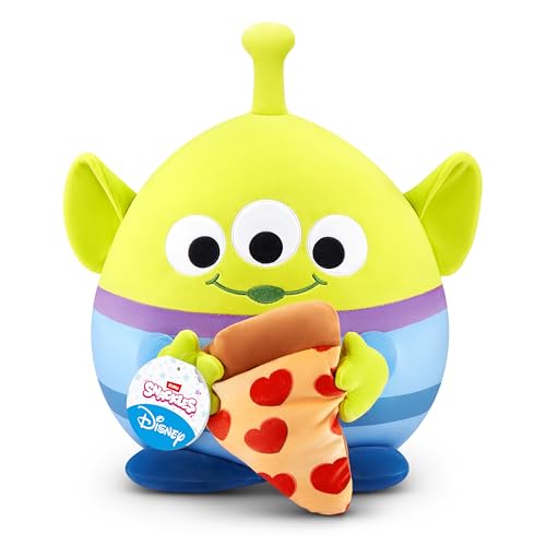 Snackles Disney 35 cm großes Plüschspielzeug von ZURU, Plüschspielzeug mit Snack-Accessoire (Alien&Pizza)
