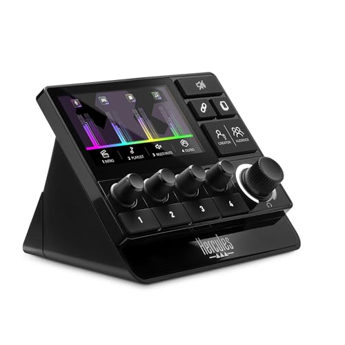 Hercules Stream 200 XLR - Mezclador de Audio y Tarjeta de Sonido para Streaming (Entrada XLR Profesional, Pantalla LCD, Control de Mezcla Dual para Público/DJ, PC Windows) Negro