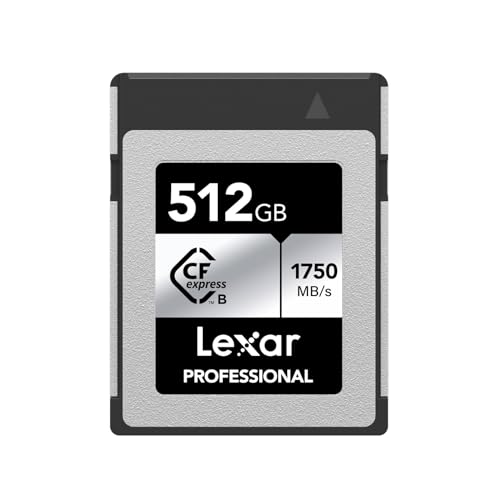 Lexar Professional Silver Series 512GB Tarjeta CFexpress Tipo B, Tarjeta CFe Lectura de hasta 1750 MB/s, Adopta PCIe Gen3x2, Tarjeta de Memoria CF Compatible con DSLR, cámara XQD (LCXEXSL512G-RNENG)