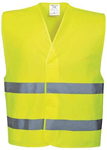 Portwest Chaleco Con Dos Bandas, Tamaño: XX/3X, Color: Amarillo, C474YERXX/3X