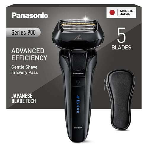 Panasonic Series 900 ES-LV6U Afeitadora Eléctrica 5 Hojas Para Hombres Afeitadora Sin Cable En Seco Y Húmedo Afeitadora Eléctrica Con Limpieza Automática Cabezal De Afeitado Flexible Sensor De Barba