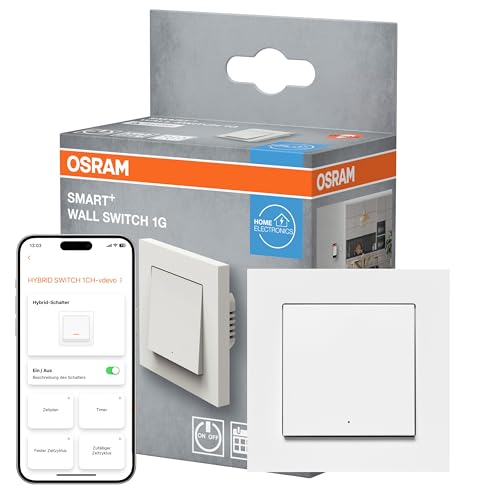 OSRAM SMART+ WiFi Matter Wandschalter, 1 Kanal, 10AX, IP20, weiß, Relais Schalter, Unterputz, 27mm