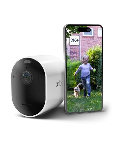 Arlo Pro 5 Camara de Vigilancia WiFi Exterior 2K, Camara Vigilancia WiFi Interior, Sensor de Movimiento, Alarmas para Casa, Visión Nocturna Color, Sirena, Prueba Secure Incluida, 1 Cámara, Blanca