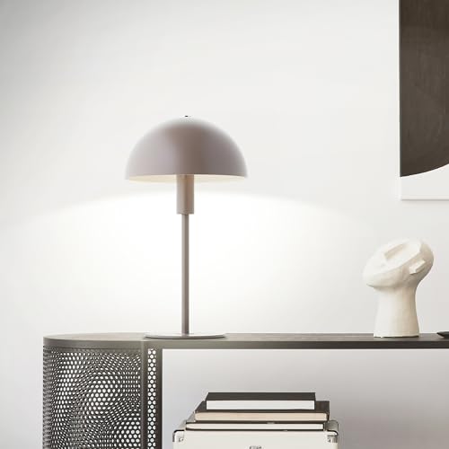 Lightbox Lampada da tavolo moderna a forma di fungo – Lampada da tavolo con interruttore intermedio – per camera da letto – 36 cm di altezza e 20 cm di diametro – in metallo tortora